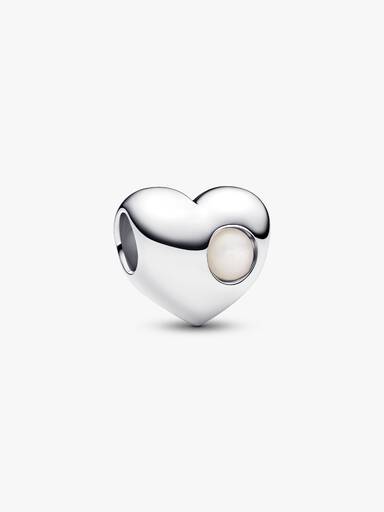 Engravable June Mother of Pearl Birthstone Heart Charm