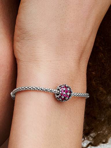 Sparkling Pavé Round Pink Charm