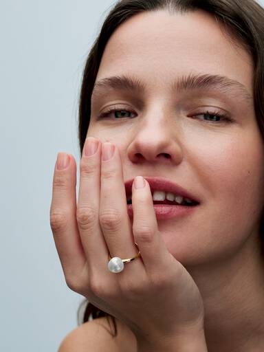 Baroque Treated Freshwater Cultured Pearl Ring