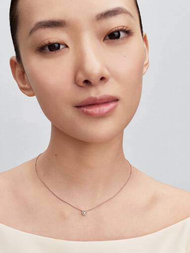 14k rose gold-plated collier with clear cubic zirconia