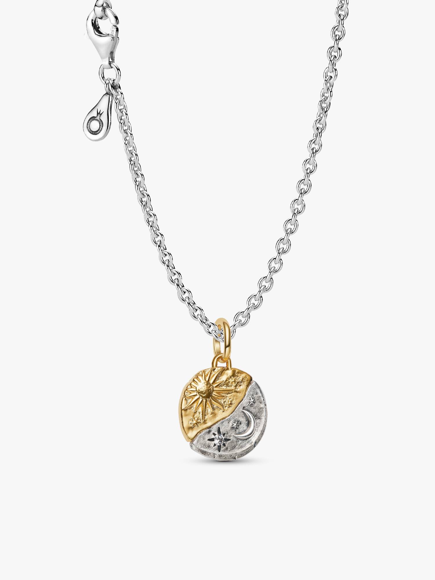 Sun and Moon Talisman Silver Necklace Set