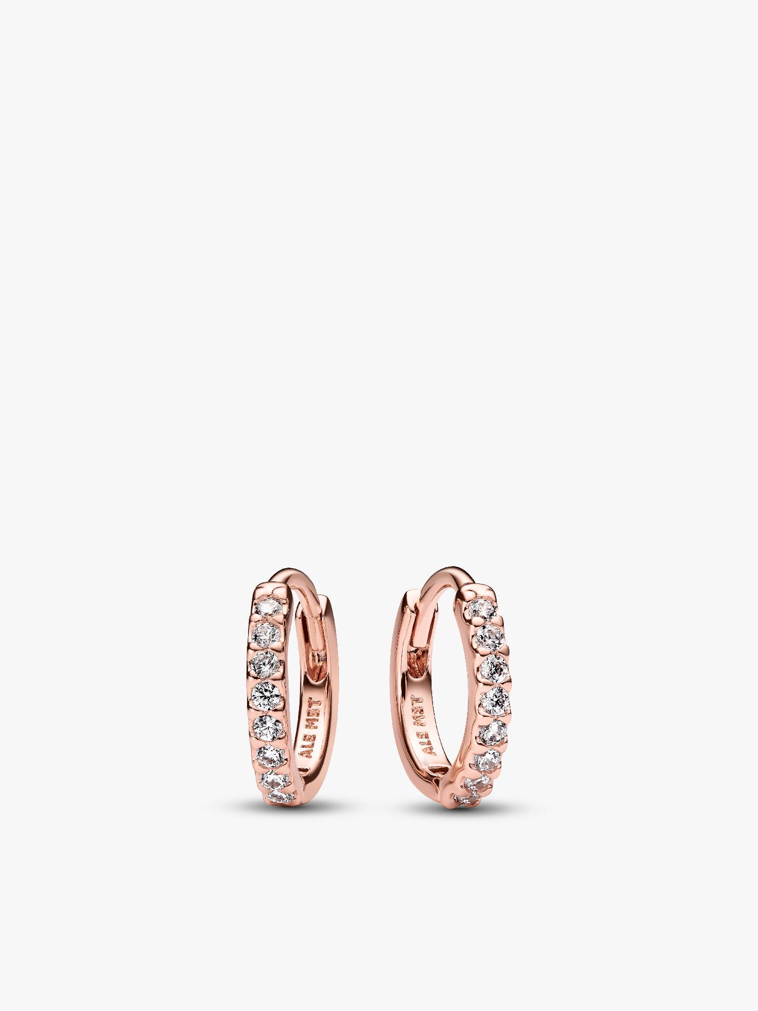 14k rose gold-plated hoop earrings with clear cubic zirconia