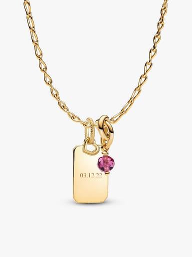 October Crystal Birthstone Engravable Necklace Set