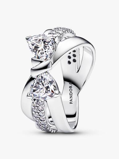 Sparkling Bow Crossover Ring