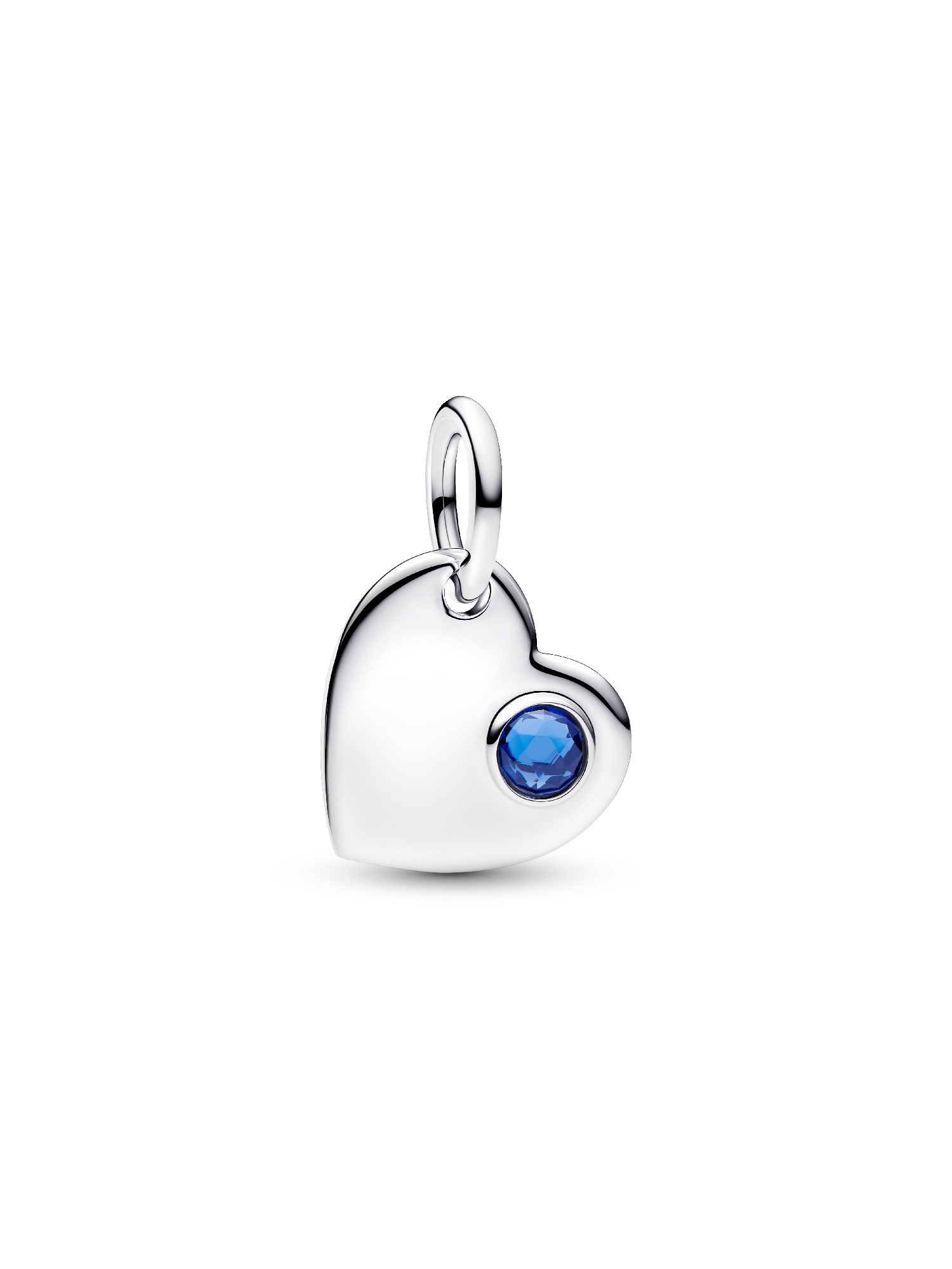 September Engravable Heart Blue Stone Dangle Charm