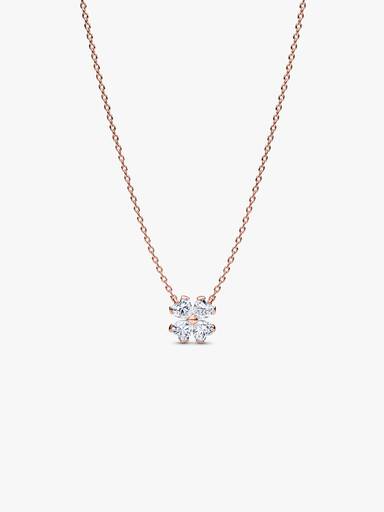 Clover 14k rose gold-plated collier with clear cubic zirconia