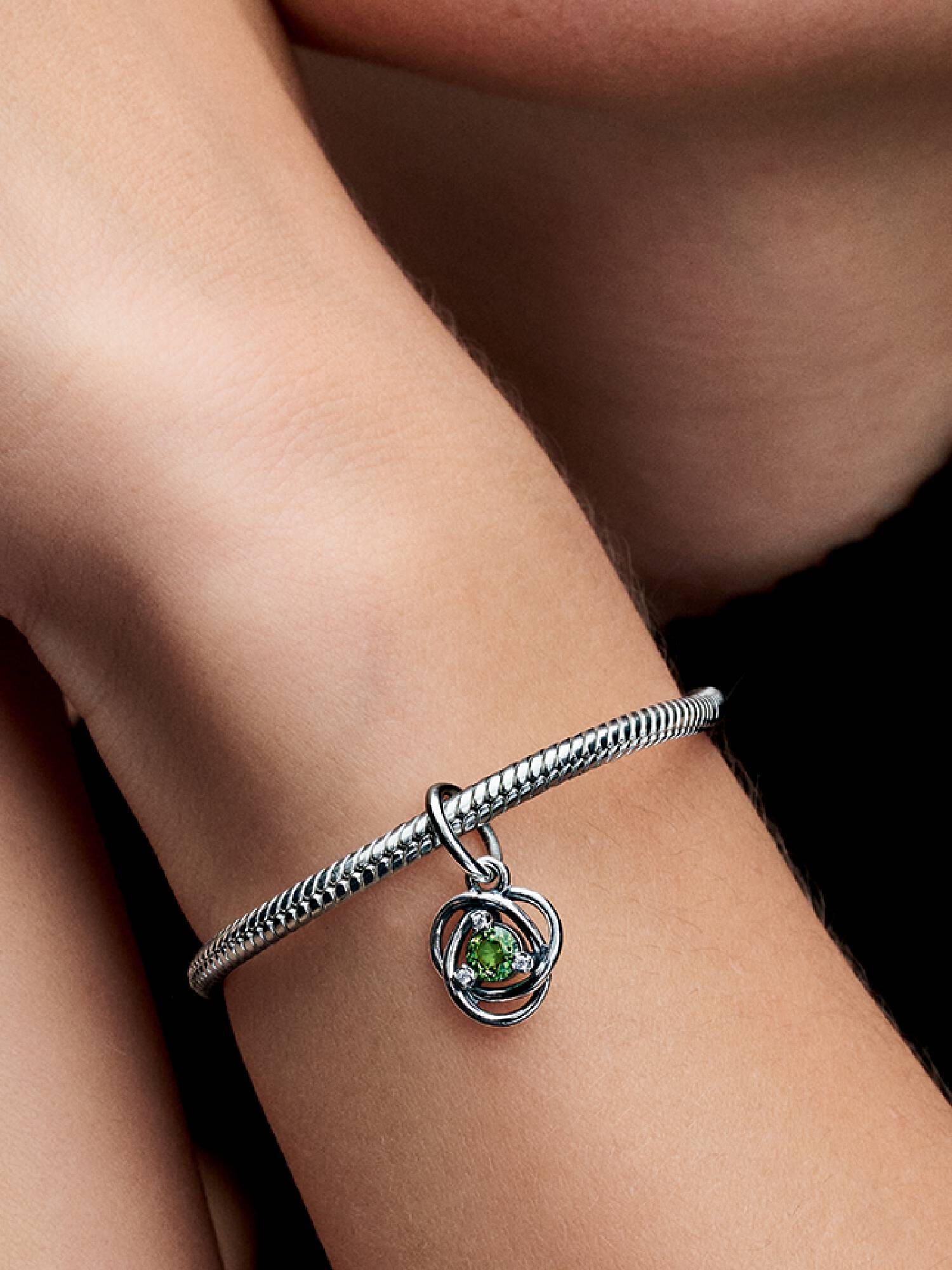 August Crystal Birthstone Eternity Circle Dangle Charm