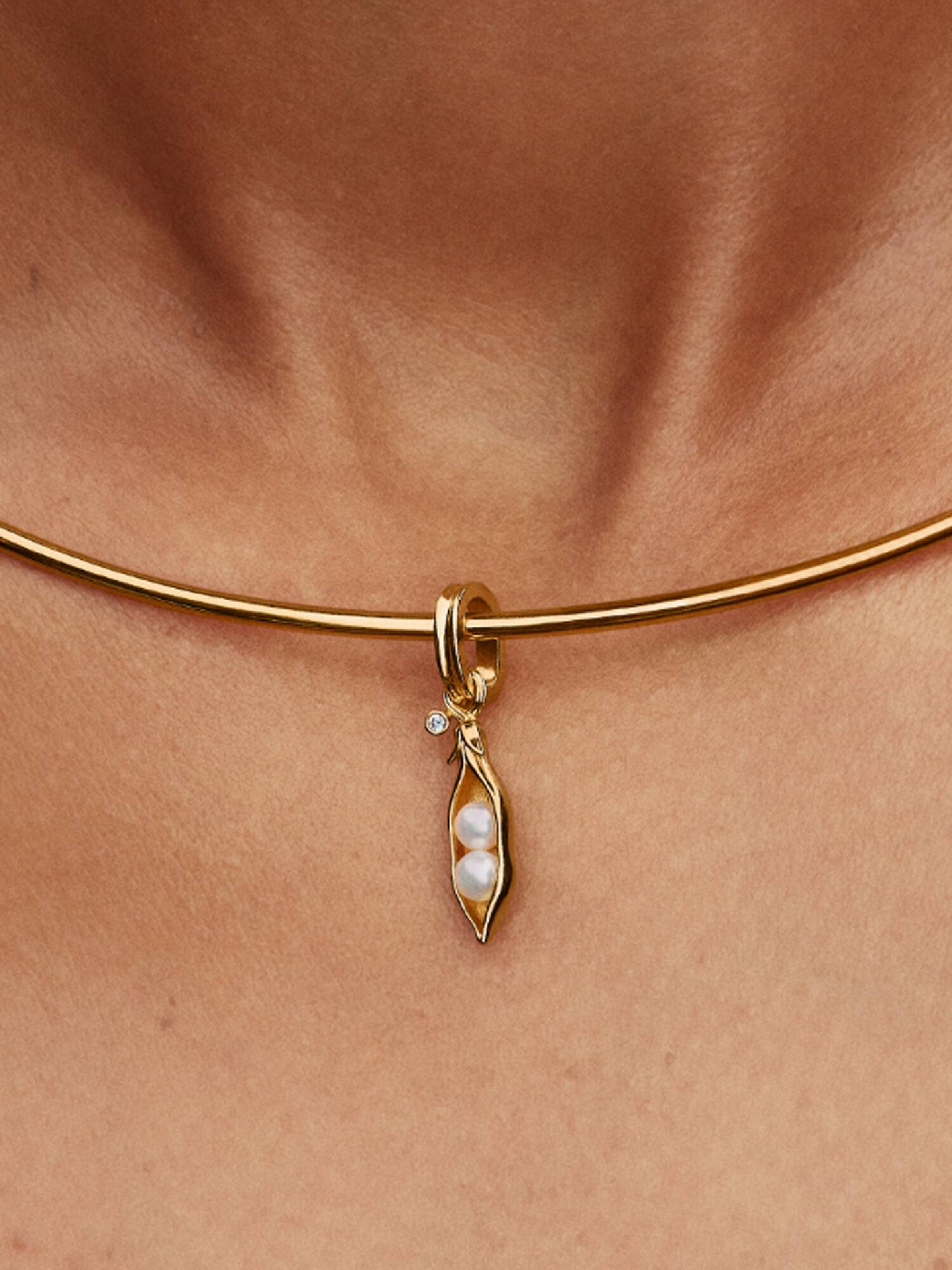 Treated Freshwater Cultured Baroque Pearl Peas in a Pod Dangle Charm