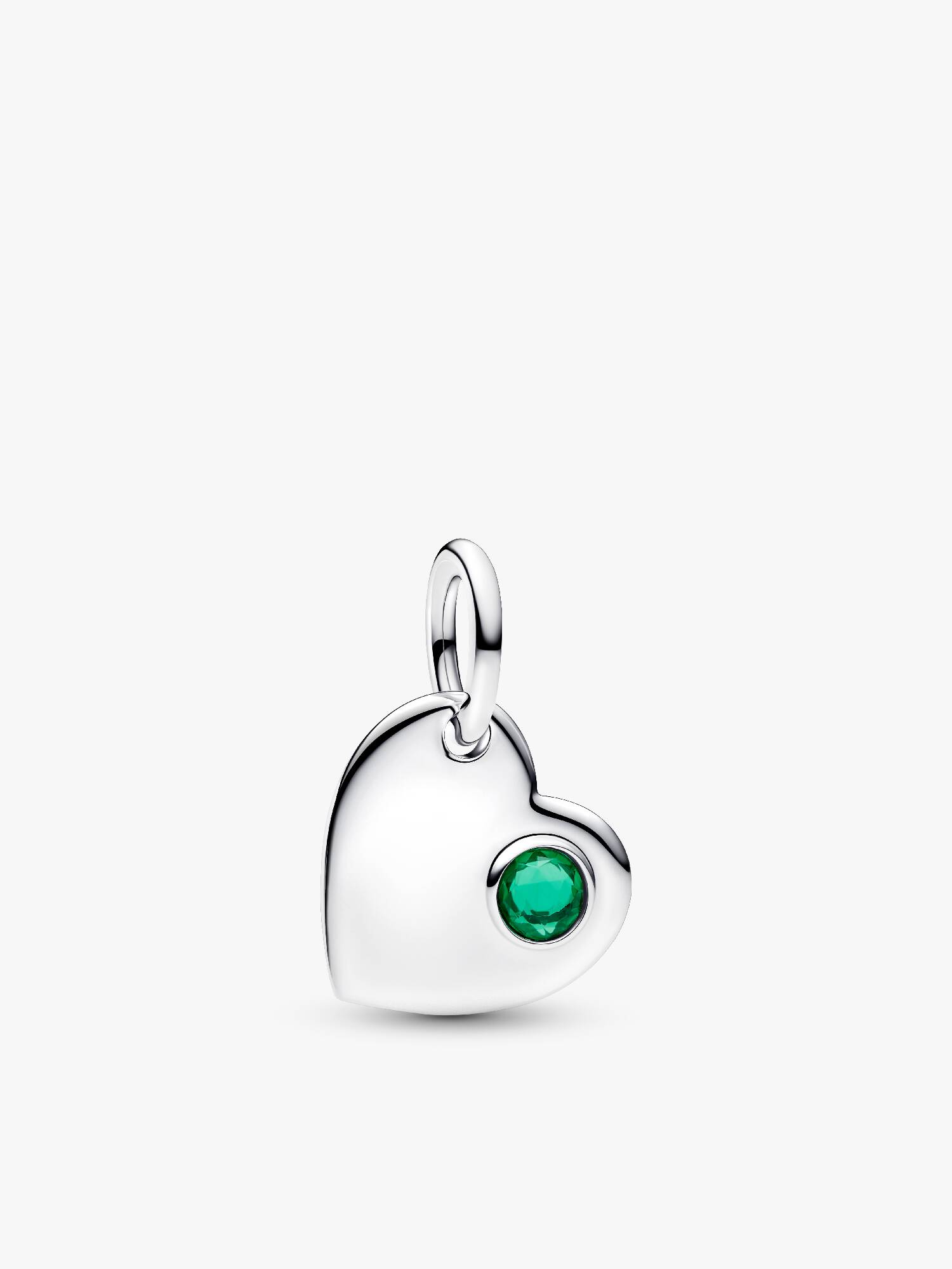 May Engravable Heart Green Stone Dangle Charm