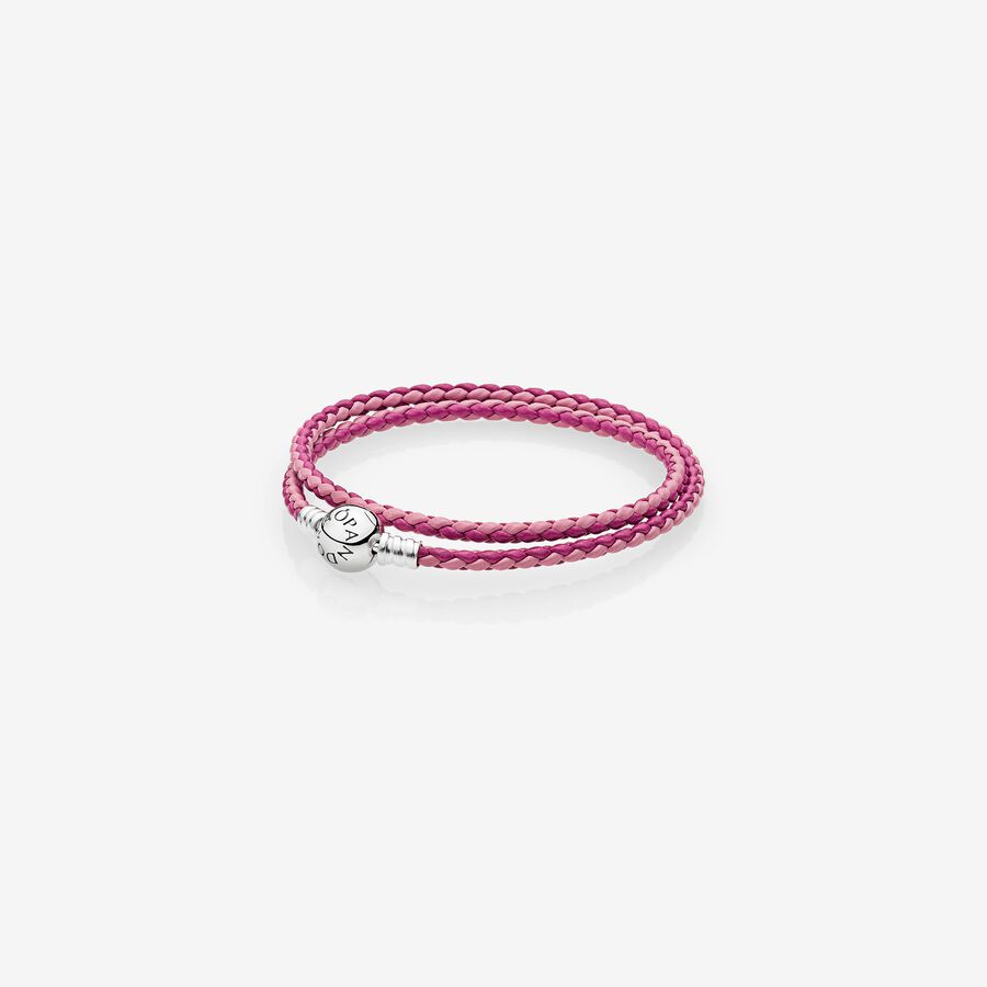 Pink Mix MOMENTS Double Woven Leather Bracelet image number 0