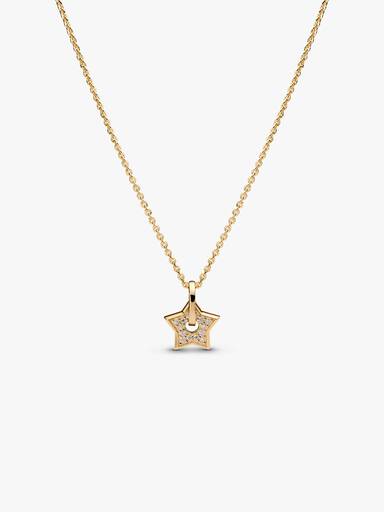 14k Gold Lab-grown Diamond Pavé Star Pendant Necklace