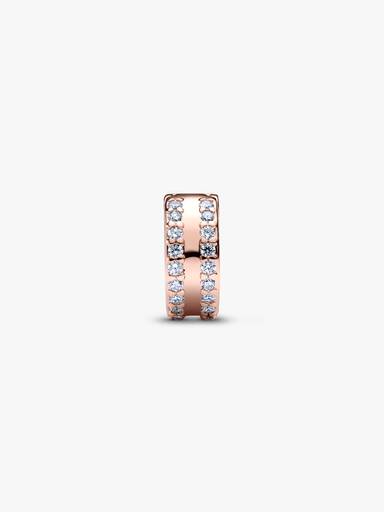 14k rose gold-plated clip with clear cubic zirconia and silicone grip