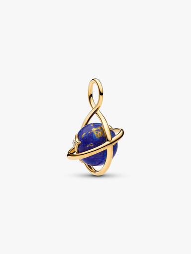 Spinning Celestial Blue Planet Dangle Charm