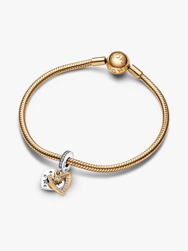 Shooting Star Hearts Double Dangle Charm