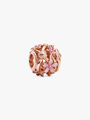 Openwork Pink Daisy Flower Charm