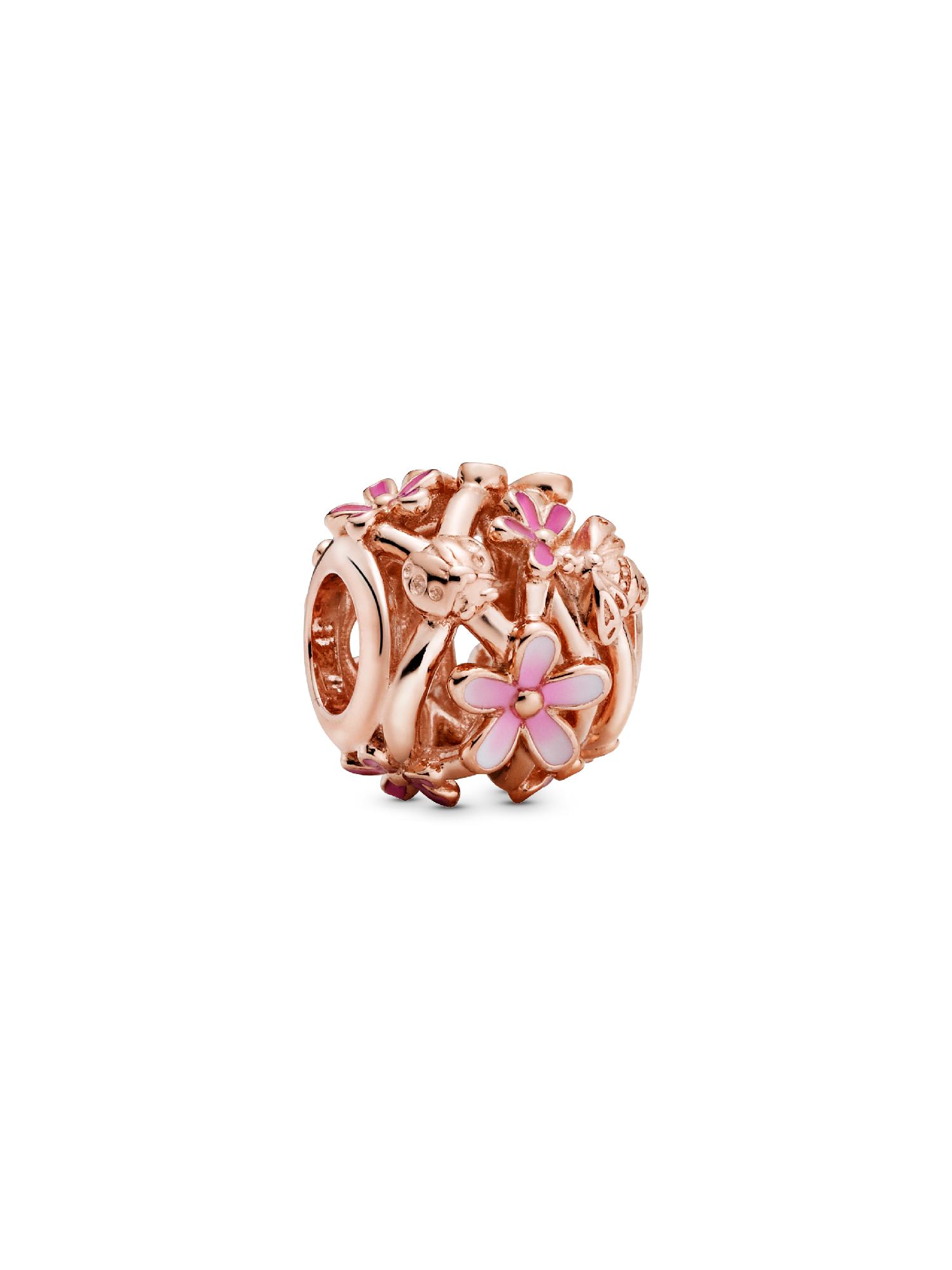 Openwork Pink Daisy Flower Charm
