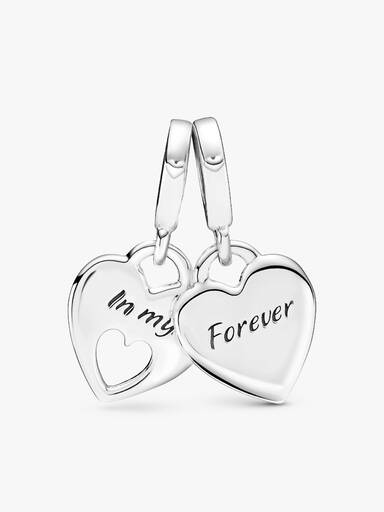 Mother & Daughter Double Heart Split Dangle Charm