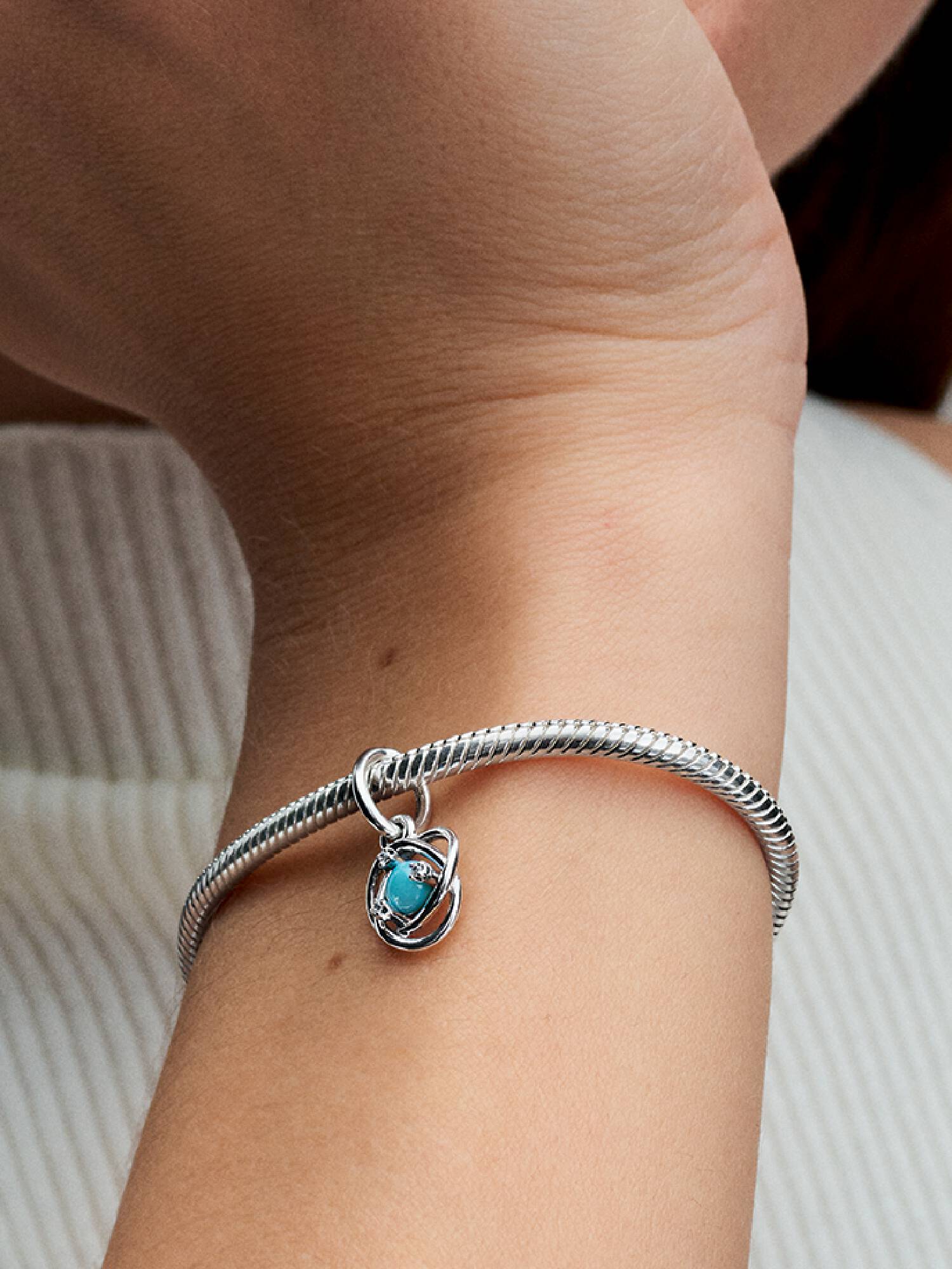 December Crystal Birthstone Eternity Circle Dangle Charm
