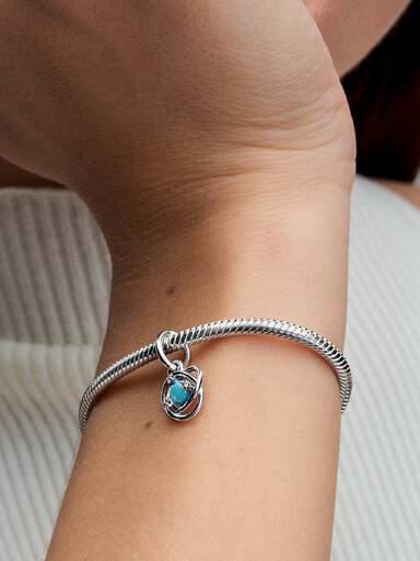 December Crystal Birthstone Eternity Circle Dangle Charm