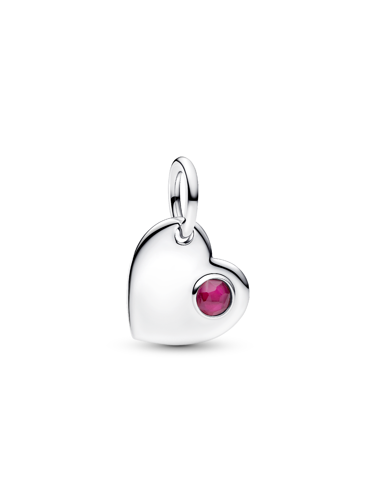 July Engravable Heart True Red Stone Dangle Charm