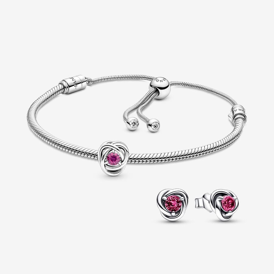 October Birthstone Charm and Earring Gift Set image number 0