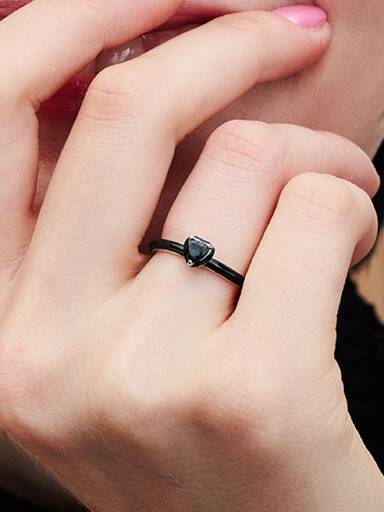 Black Chakra Heart Ring