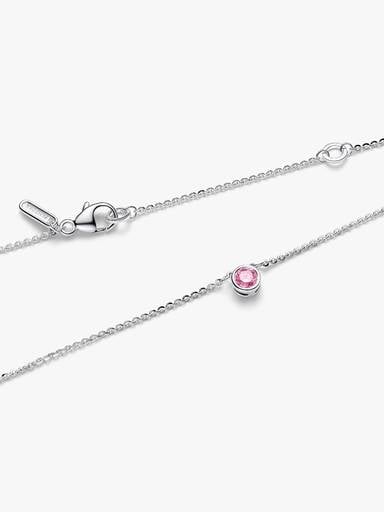 Pandora Era Bezel Sterling Silver Pink Lab-grown Diamond Pendant Necklace
