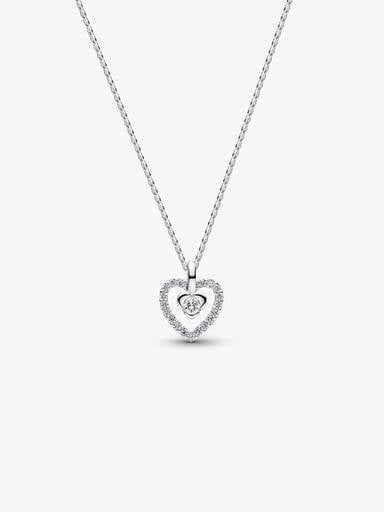Sterling Silver Lab-Grown Diamond Heart Pendant Necklace