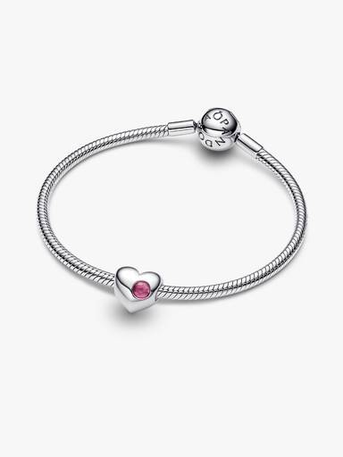 Engravable October Crystal Birthstone Heart Charm