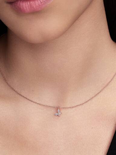 Butterfly 14k rose gold-plated collier with clear cubic zirconia