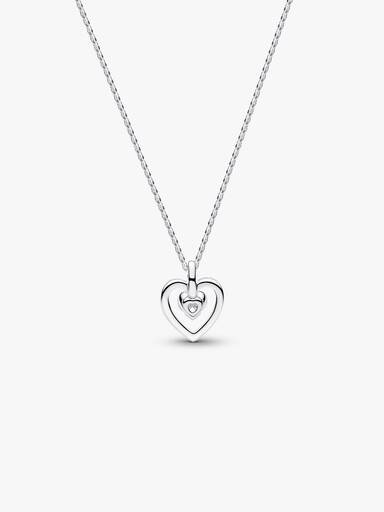 Sterling Silver Lab-Grown Diamond Heart Pendant Necklace