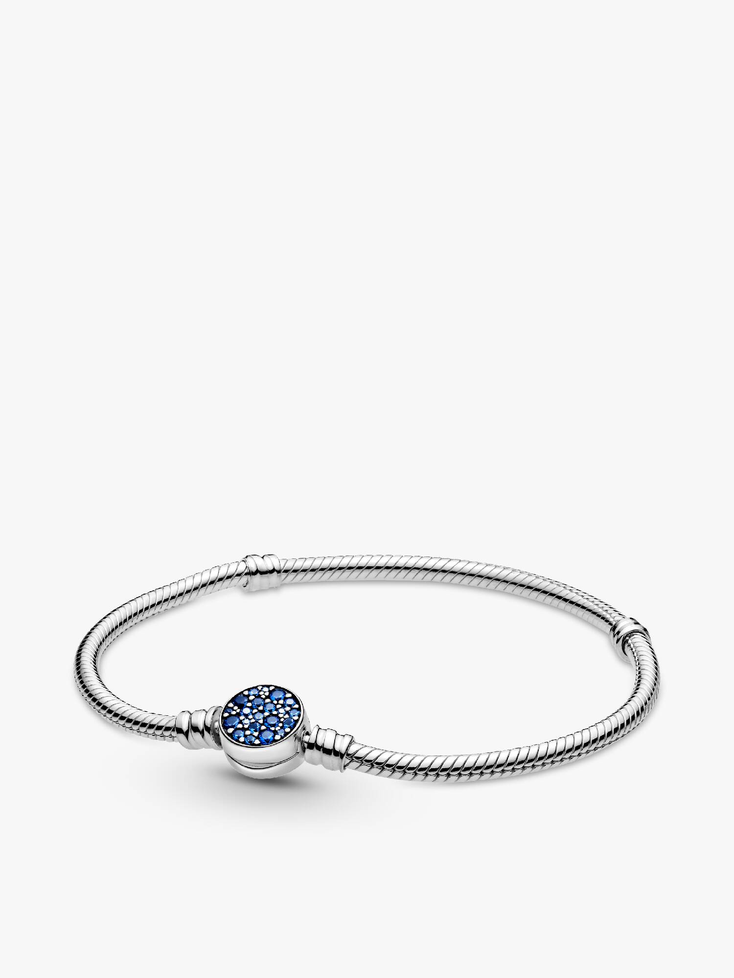 Sparkling Blue Disc Clasp Snake Chain Bracelet