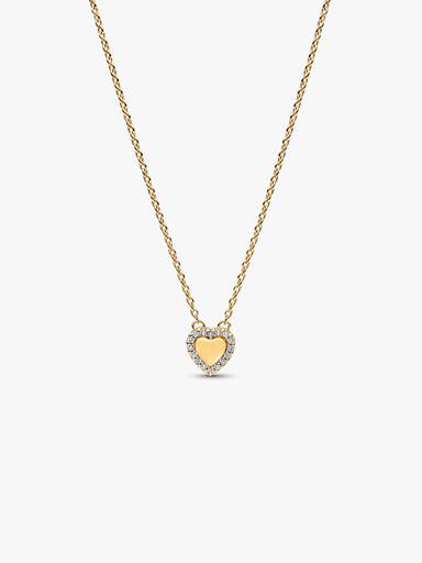 Engravable Heart Halo Collier Necklace