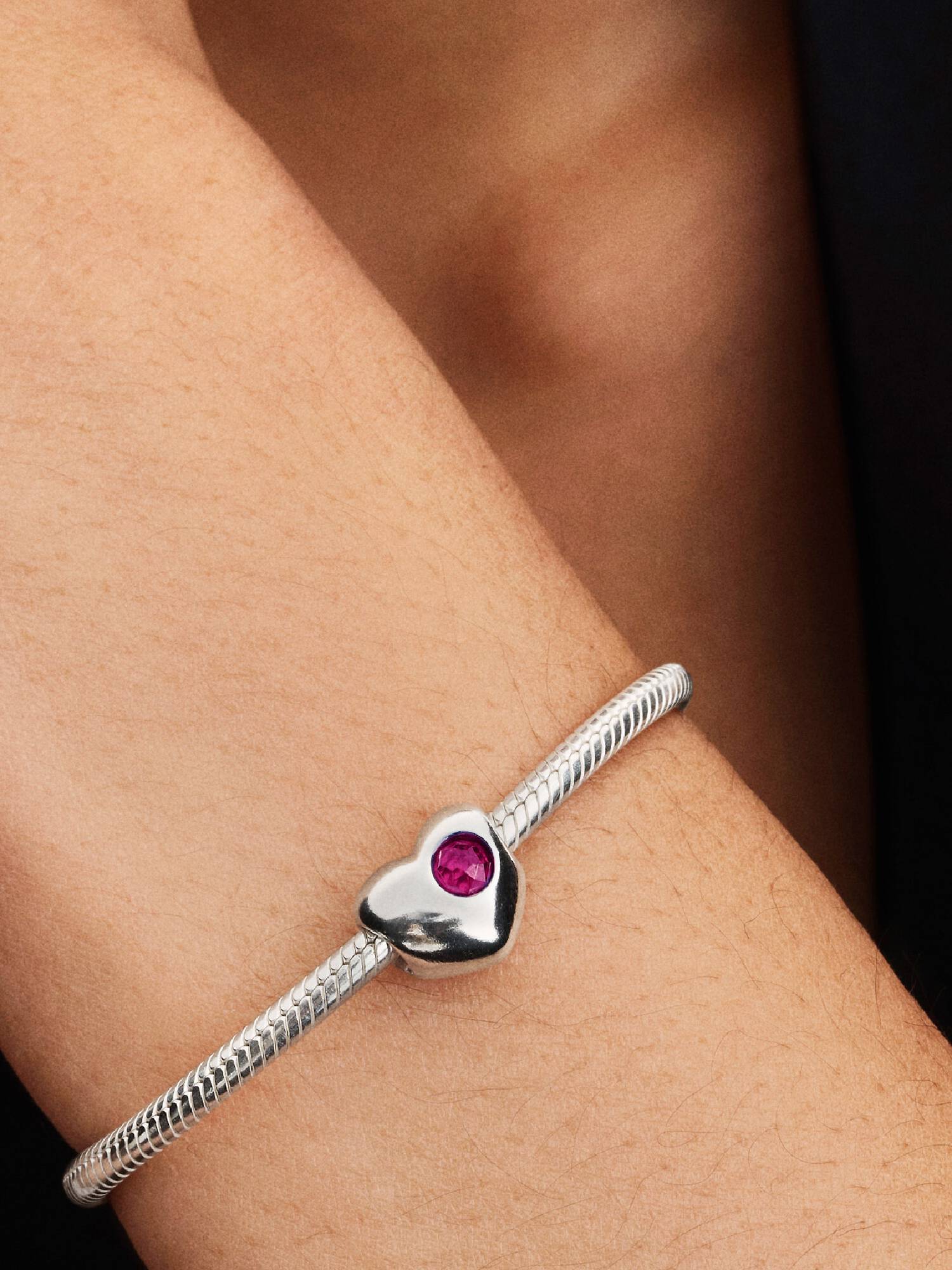 Engravable July Crystal Birthstone Heart Charm