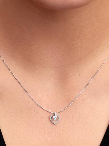 Sterling Silver Lab-Grown Diamond Heart Pendant Necklace