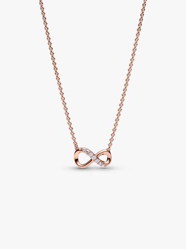 Infinity 14k rose gold-plated collier with clear cubic zirconia
