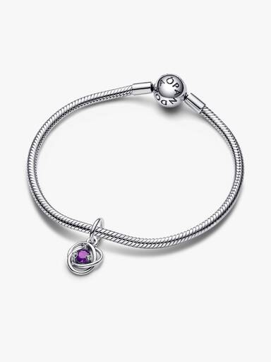 February Crystal Birthstone Eternity Circle Dangle Charm