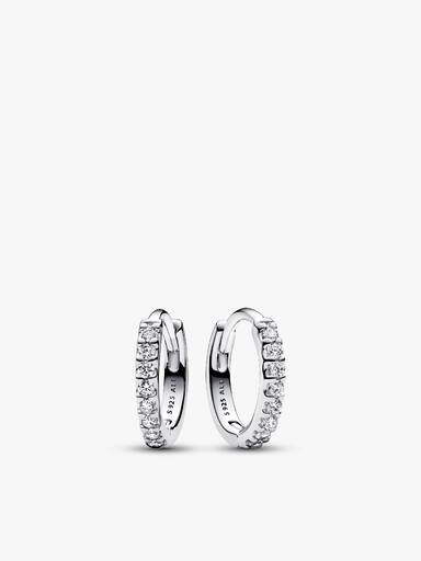 Silver Sparkling Hoop Earrings Set