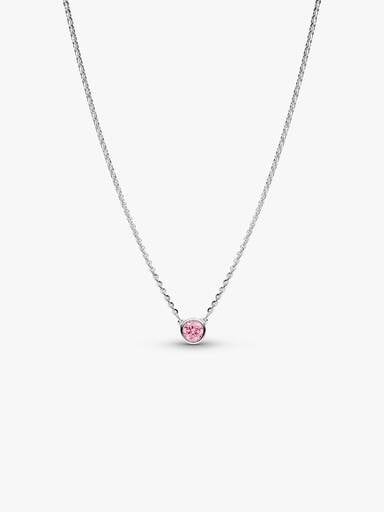 Pandora Era Bezel Sterling Silver Pink Lab-grown Diamond Pendant Necklace