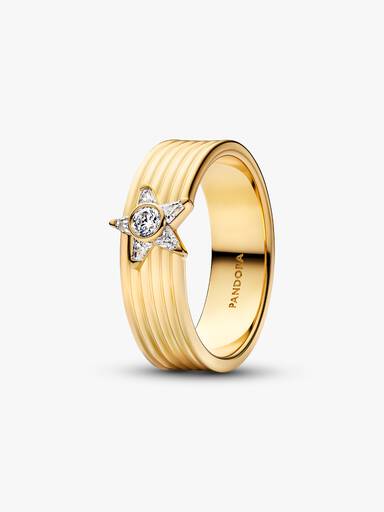 Sparkling Shooting Star Wide Band Ring