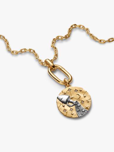 Aquarius Zodiac Oversized Medallion Charm