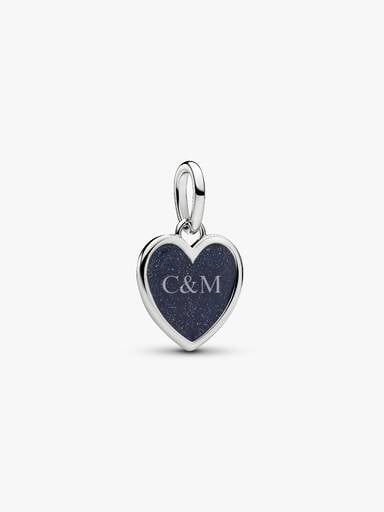 Engravable Blue Heart Dangle Charm