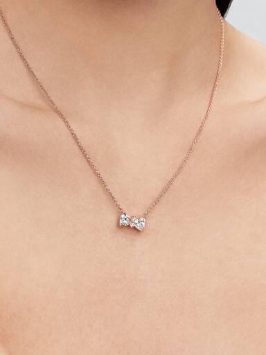 Bow 14k rose gold-plated collier with clear cubic zirconia