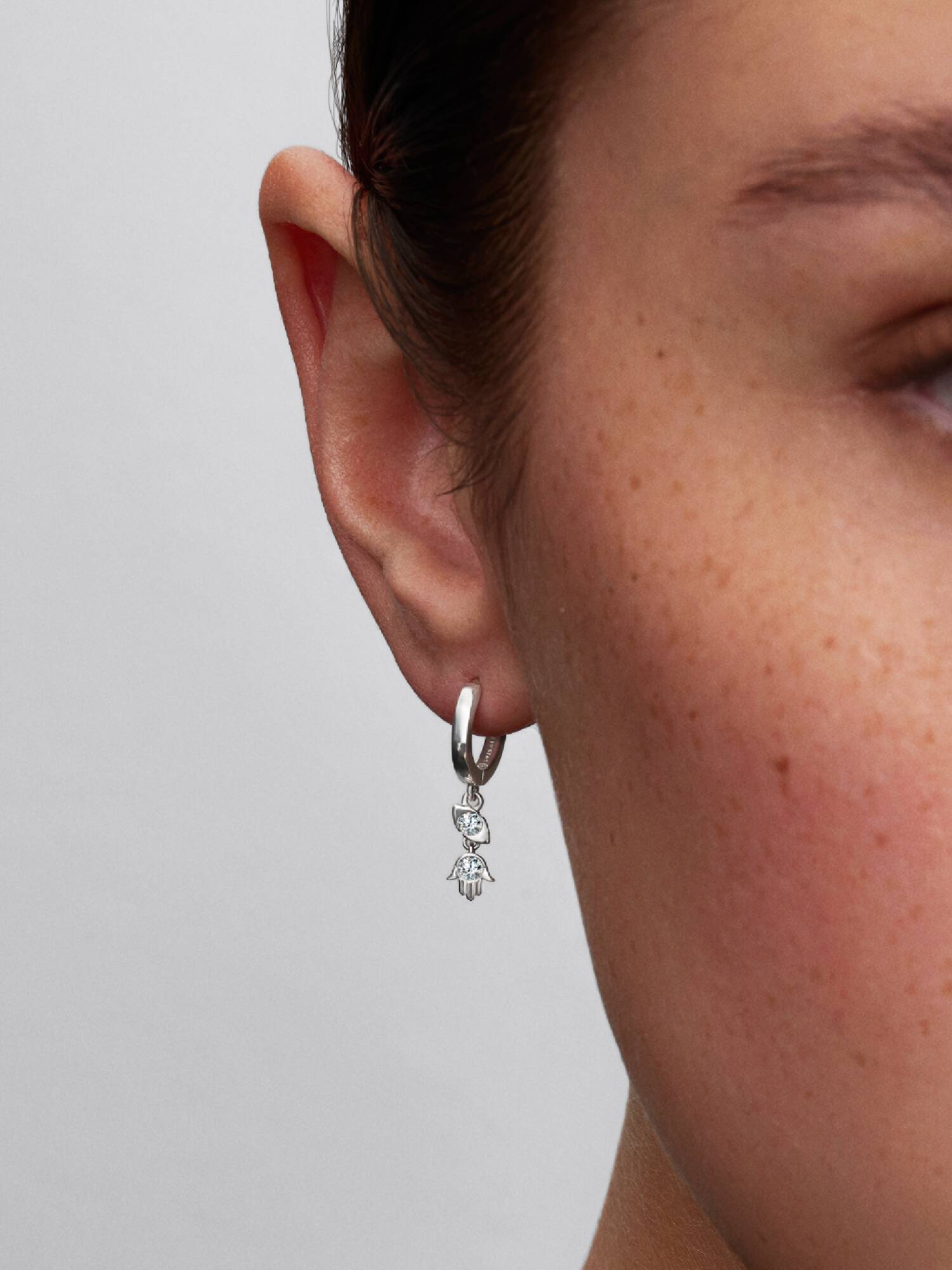 Sterling Silver Lab-Grown Diamond Evil Eye & Hamsa Hand Dangle Earrings