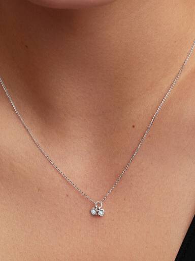 Sterling Silver Lab-Grown Diamond Heart & Star Dangle Pendant Necklace