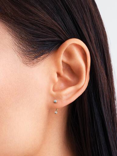 Pandora Era Bezel Lab-Grown Diamond Ear Jacket Stud Earrings