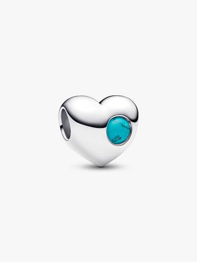 Engravable December Turquoise Blue Stone Heart Charm