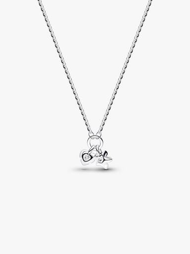 Sterling Silver Lab-Grown Diamond Heart & Star Dangle Pendant Necklace