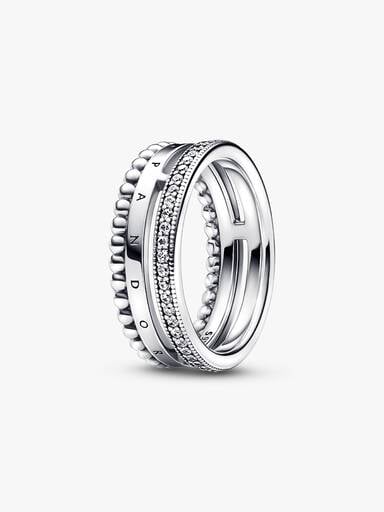 Pandora Signature Logo Pavé & Beads Ring