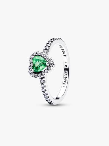 August Crystal Birthstone Elevated Mint Green Heart Ring